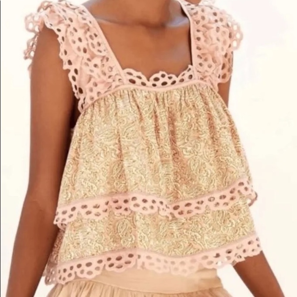 Anthropologie Let Me Be Eyelet Swing Top